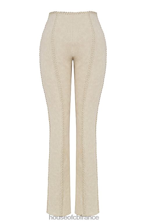 House of CB pantalon à lacets en faux suède beige amara N888H891 vêtements