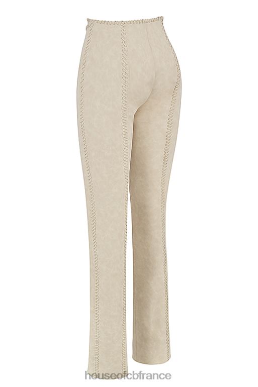 House of CB pantalon à lacets en faux suède beige amara N888H891 vêtements