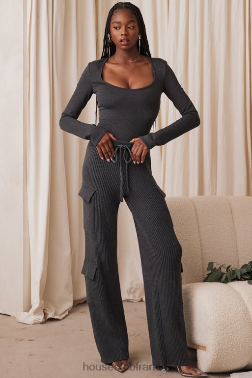 House of CB pantalon utilitaire en maille anthracite N888H878 vêtements