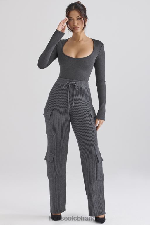House of CB pantalon utilitaire en maille anthracite N888H878 vêtements