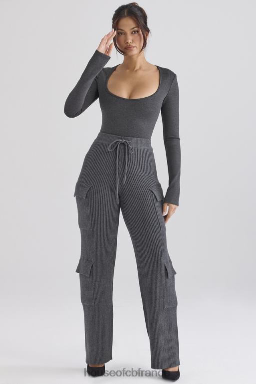 House of CB pantalon utilitaire en maille anthracite N888H878 vêtements