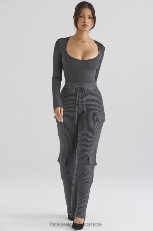House of CB pantalon utilitaire en maille anthracite N888H878 vêtements