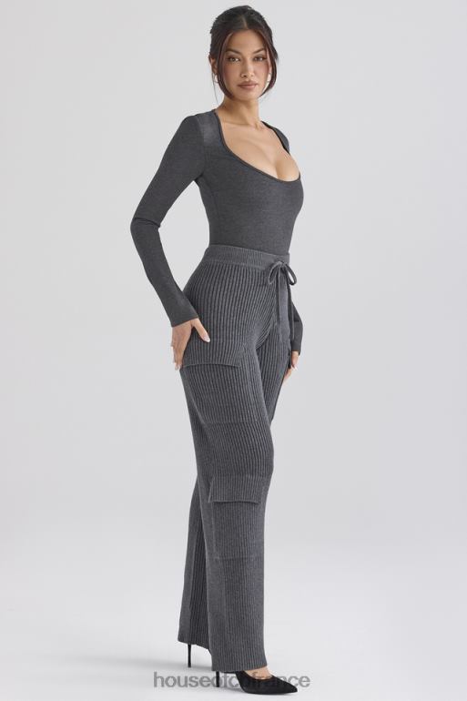House of CB pantalon utilitaire en maille anthracite N888H878 vêtements