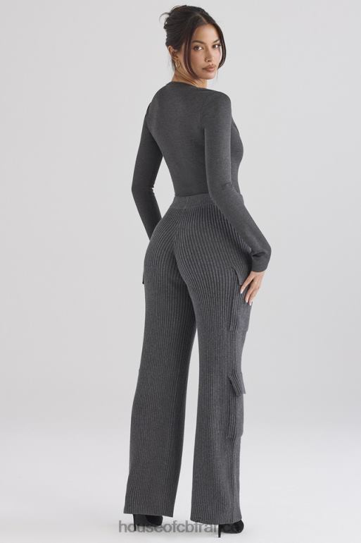House of CB pantalon utilitaire en maille anthracite N888H878 vêtements