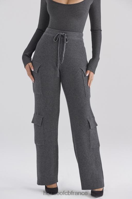 House of CB pantalon utilitaire en maille anthracite N888H878 vêtements