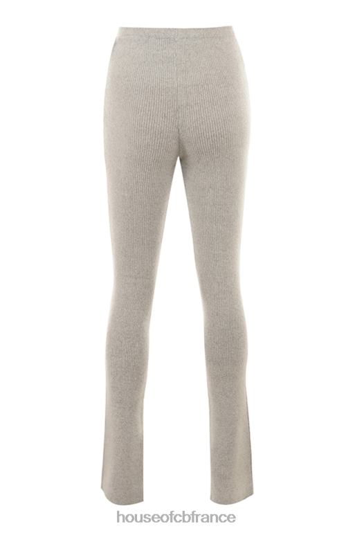 House of CB pantalon évasé en maille côtelée raven avoine N888H949 vêtements