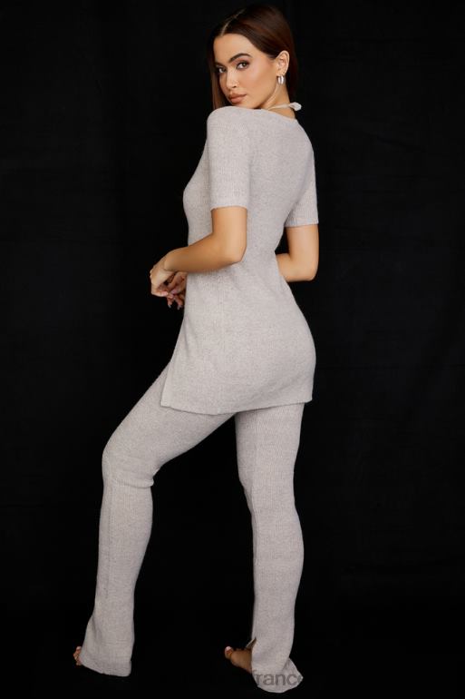 House of CB pantalon évasé en maille côtelée raven avoine N888H949 vêtements
