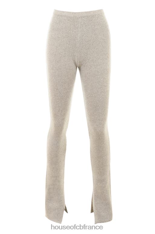 House of CB pantalon évasé en maille côtelée raven avoine N888H949 vêtements