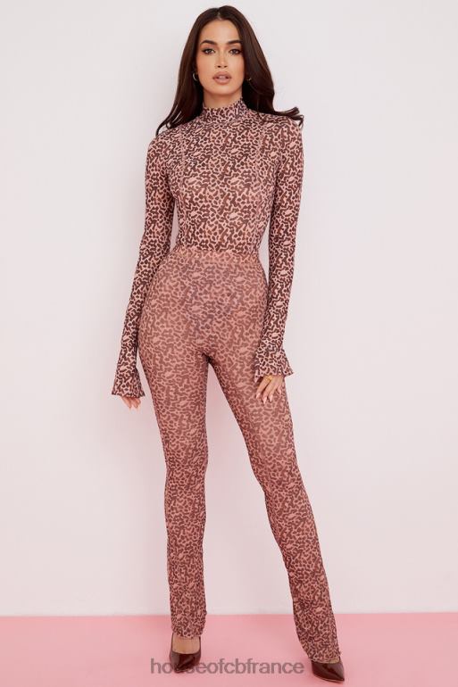 House of CB pantalon évasé en résille à imprimé animal maite N888H973 vêtements