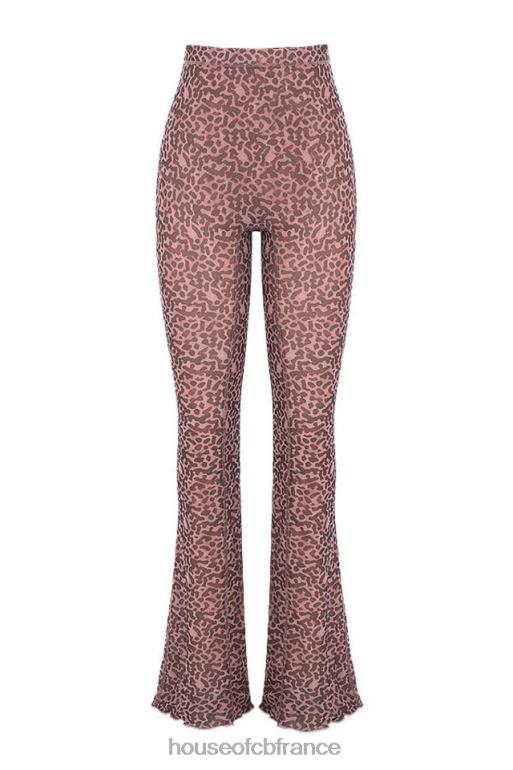 House of CB pantalon évasé en résille à imprimé animal maite N888H973 vêtements
