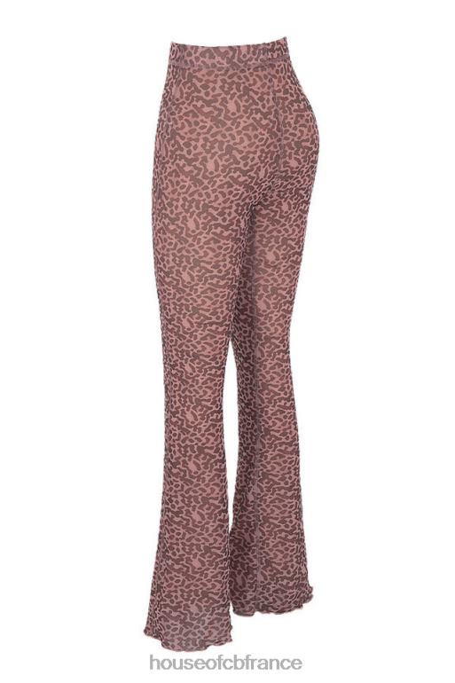 House of CB pantalon évasé en résille à imprimé animal maite N888H973 vêtements