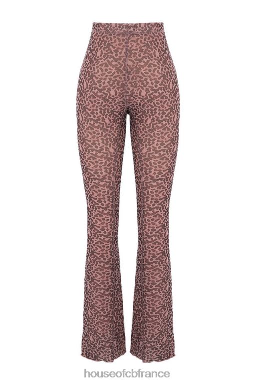 House of CB pantalon évasé en résille à imprimé animal maite N888H973 vêtements