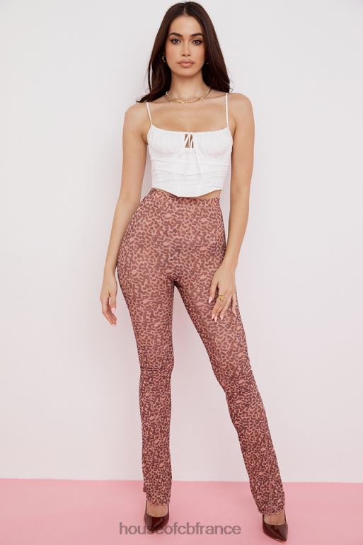 House of CB pantalon évasé en résille à imprimé animal maite N888H973 vêtements