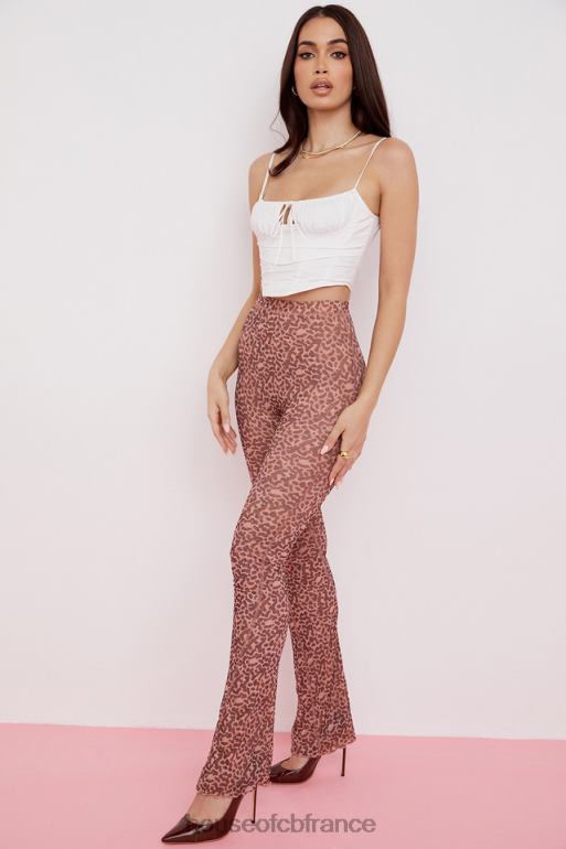 House of CB pantalon évasé en résille à imprimé animal maite N888H973 vêtements