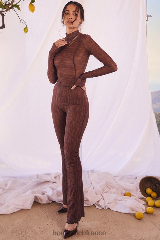 House of CB pantalon évasé en résille à imprimé chocolat erin N888H972 vêtements