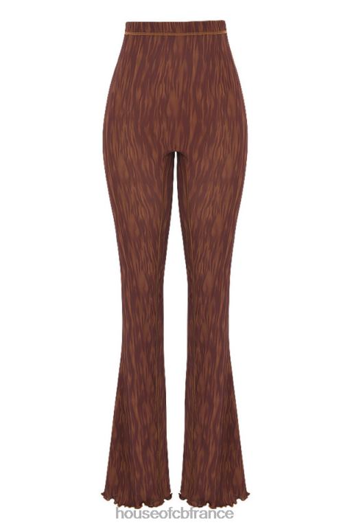 House of CB pantalon évasé en résille à imprimé chocolat erin N888H972 vêtements