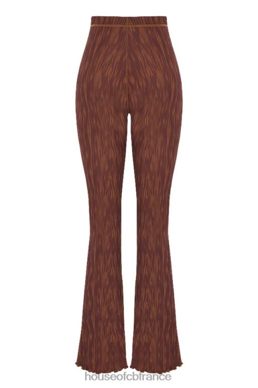 House of CB pantalon évasé en résille à imprimé chocolat erin N888H972 vêtements