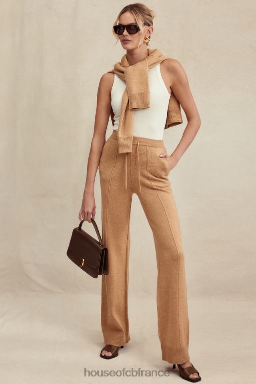 House of CB pantalon yalina en cachemire mélangé camel N888H823 vêtements