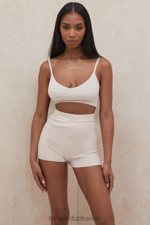 House of CB Short taille haute en tricot moelleux crème Elijah N888H988 vêtements