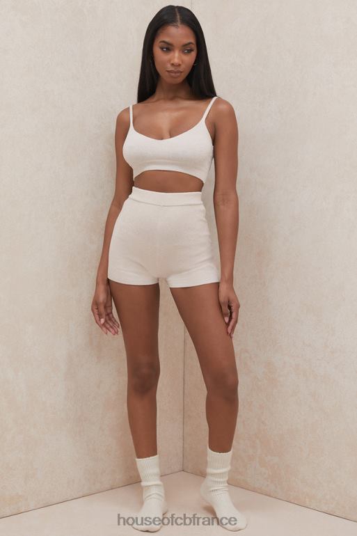 House of CB Short taille haute en tricot moelleux crème Elijah N888H988 vêtements