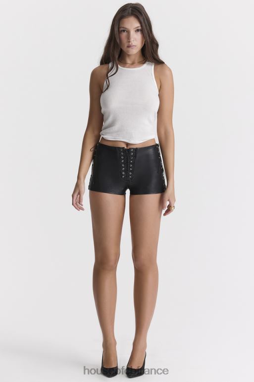 House of CB micro mini short en cuir vegan noir azora N888H868 vêtements