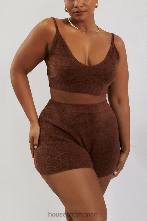 House of CB short taille haute en tricot moelleux elijah chocolat N888H987 vêtements