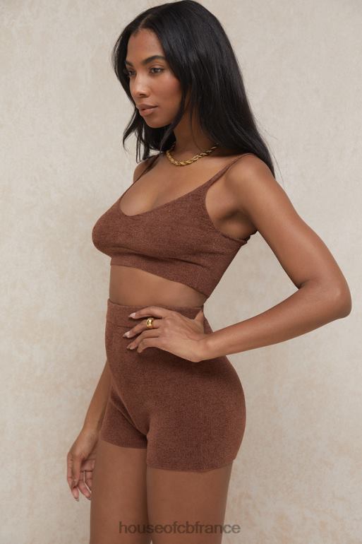 House of CB short taille haute en tricot moelleux elijah chocolat N888H987 vêtements