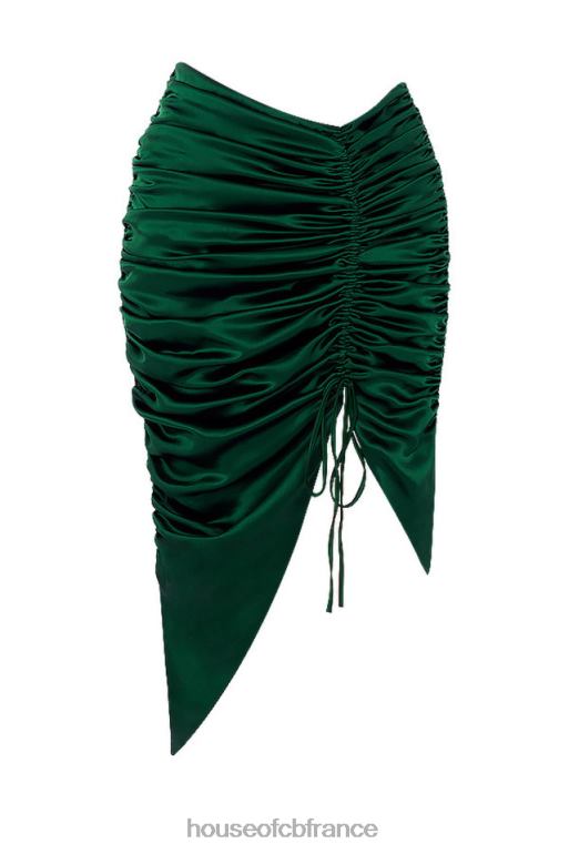 House of CB Petronella jupe froncée en satin vert émeraude N888H983 vêtements