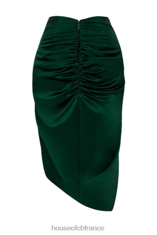 House of CB Petronella jupe froncée en satin vert émeraude N888H983 vêtements
