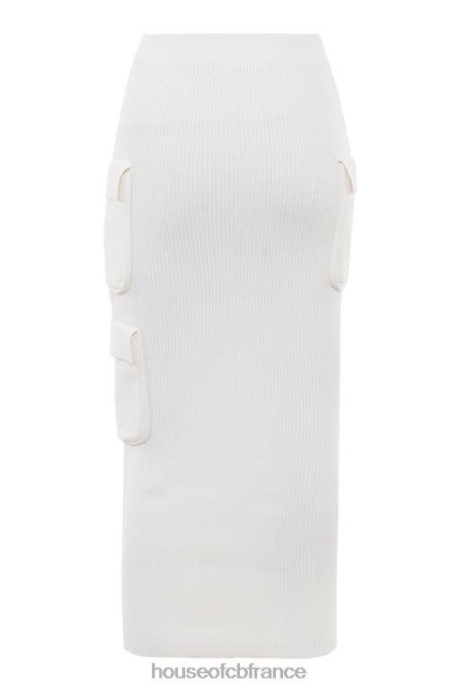 House of CB jupe cargo en maille côtelée blanche maeve N888H830 vêtements