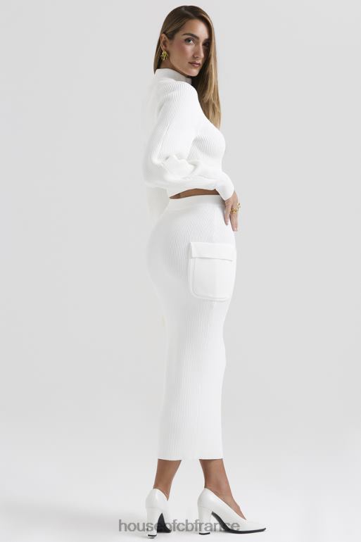 House of CB jupe cargo en maille côtelée blanche maeve N888H830 vêtements