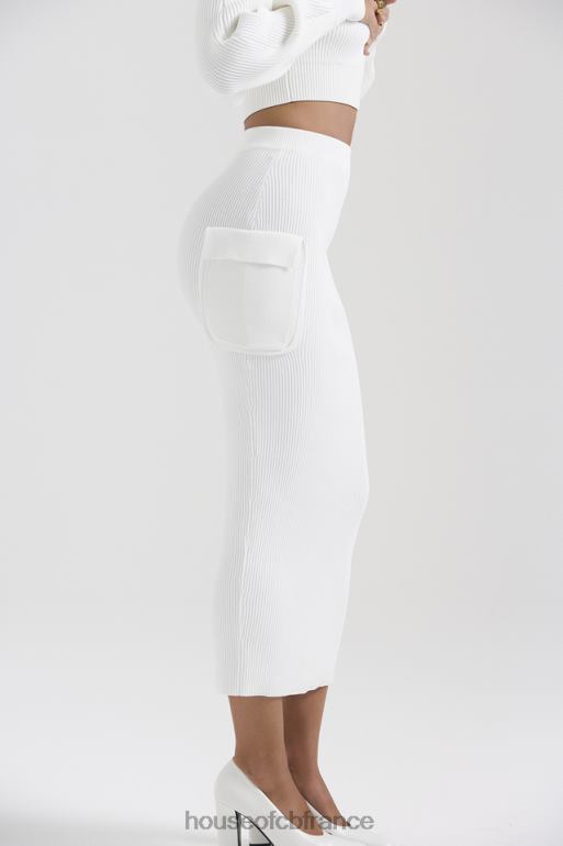 House of CB jupe cargo en maille côtelée blanche maeve N888H830 vêtements