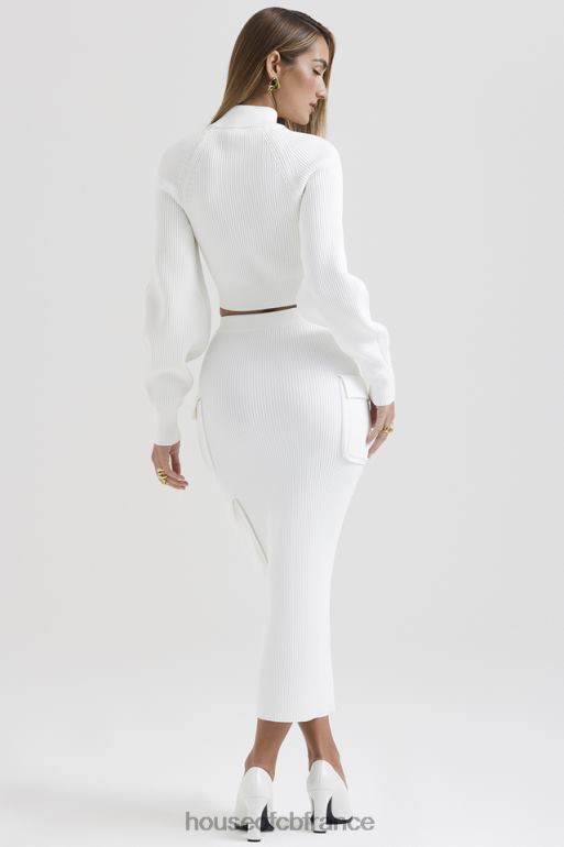 House of CB jupe cargo en maille côtelée blanche maeve N888H830 vêtements