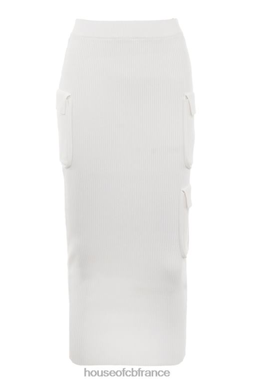 House of CB jupe cargo en maille côtelée blanche maeve N888H830 vêtements