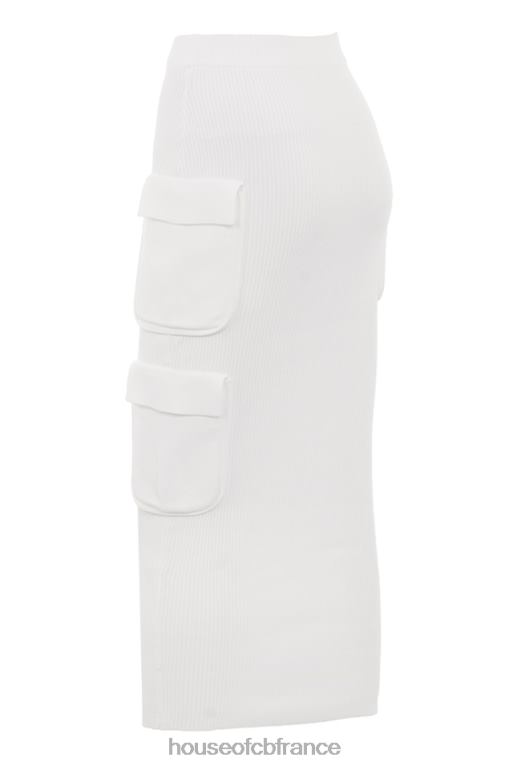 House of CB jupe cargo en maille côtelée blanche maeve N888H830 vêtements