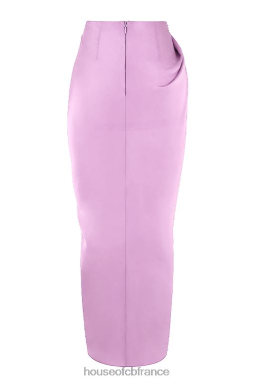 House of CB jupe drapée en satin soyeux lilas Constance N888H963 vêtements