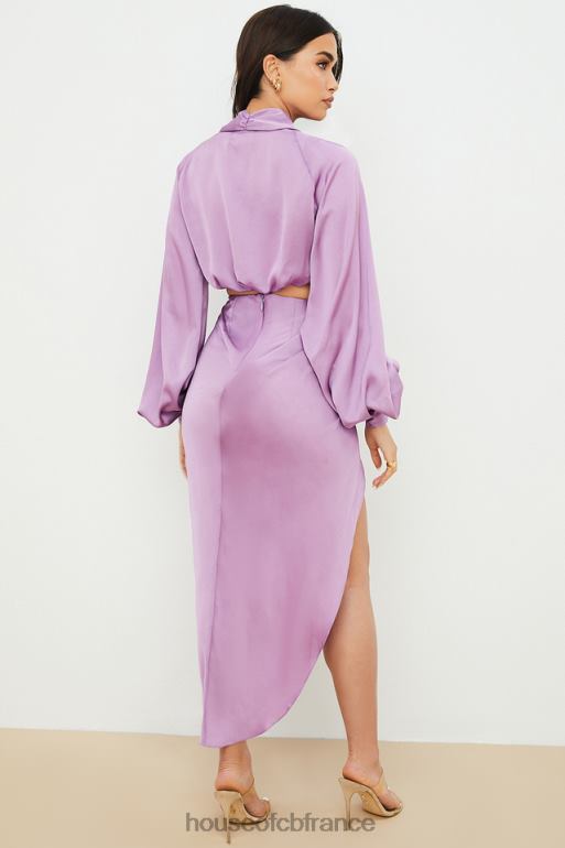 House of CB jupe drapée en satin soyeux lilas Constance N888H963 vêtements