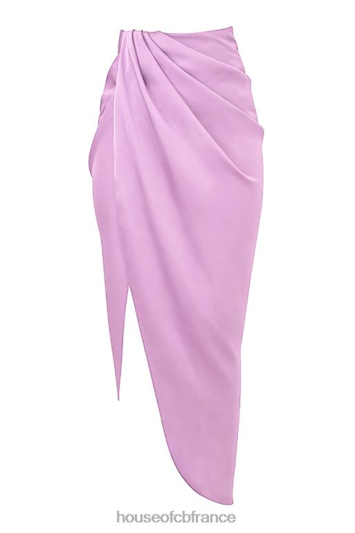 House of CB jupe drapée en satin soyeux lilas Constance N888H963 vêtements