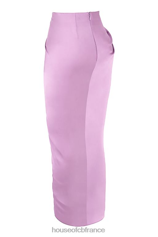 House of CB jupe drapée en satin soyeux lilas Constance N888H963 vêtements