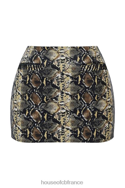 House of CB jupe en cuir végétalien à imprimé serpent Lena N888H836 vêtements
