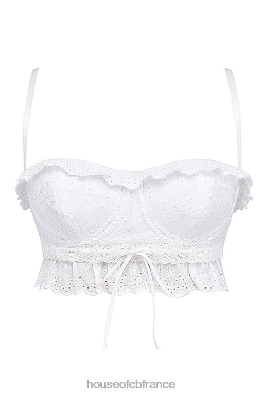 House of CB Haut brassière Federica en broderie anglaise blanche N888H674 vêtements
