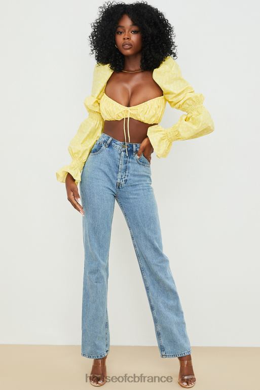 House of CB Haut brassière froncé à fleurs citron Henrietta N888H746 vêtements