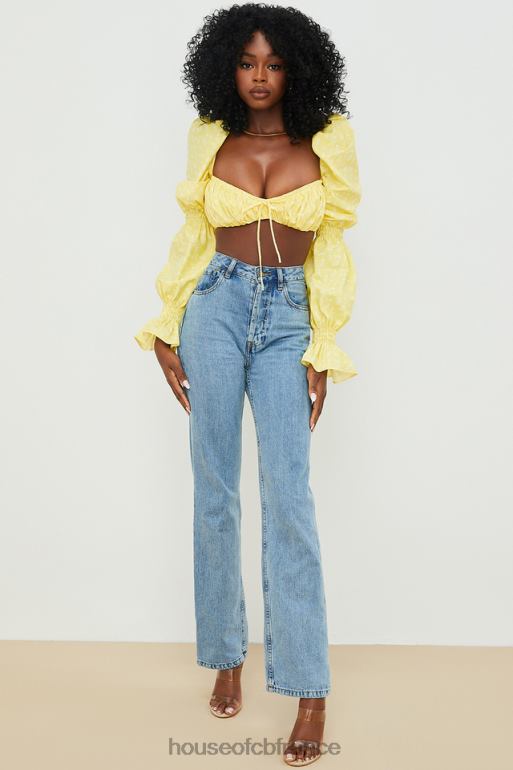 House of CB Haut brassière froncé à fleurs citron Henrietta N888H746 vêtements