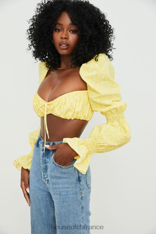House of CB Haut brassière froncé à fleurs citron Henrietta N888H746 vêtements
