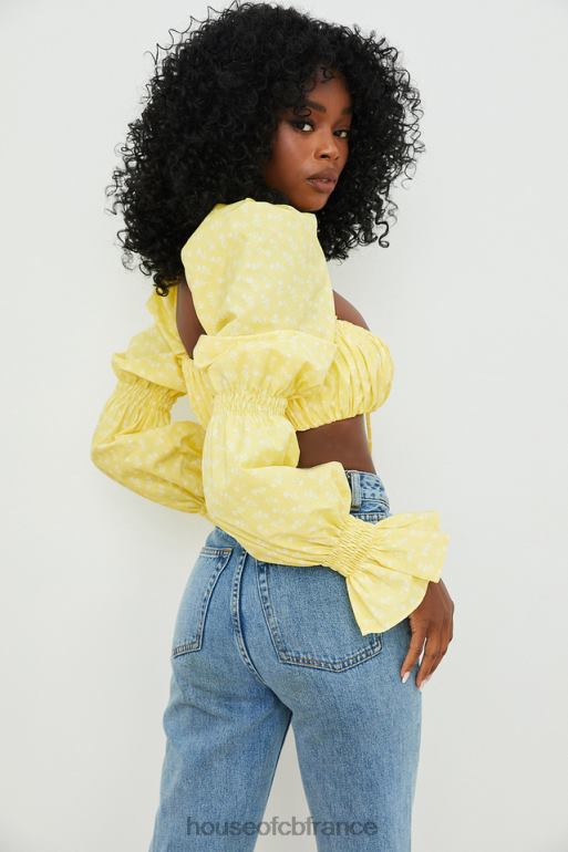 House of CB Haut brassière froncé à fleurs citron Henrietta N888H746 vêtements