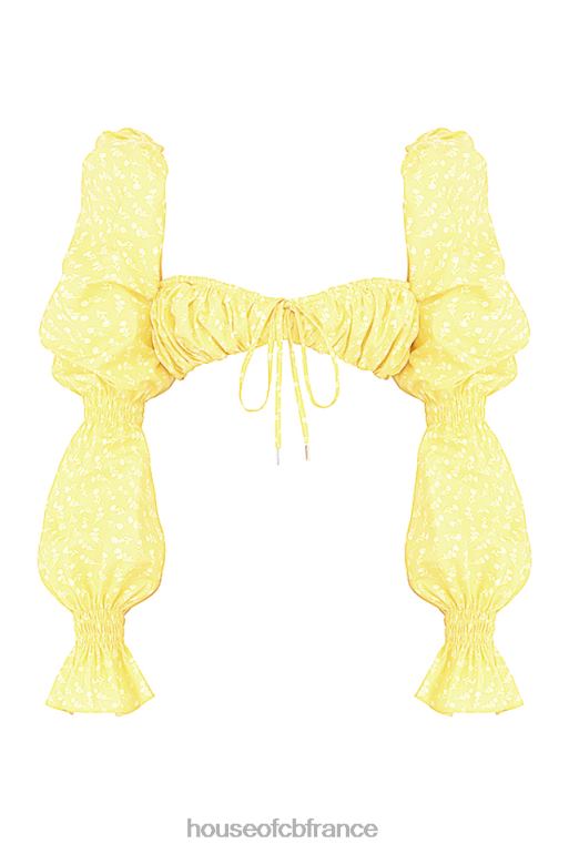 House of CB Haut brassière froncé à fleurs citron Henrietta N888H746 vêtements