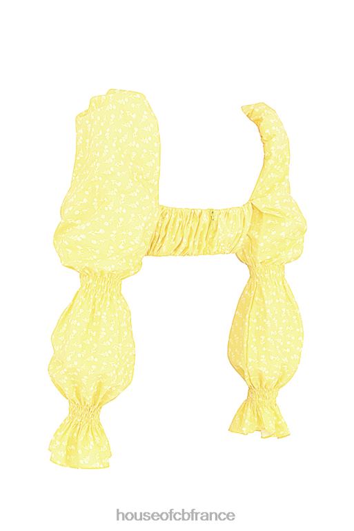 House of CB Haut brassière froncé à fleurs citron Henrietta N888H746 vêtements