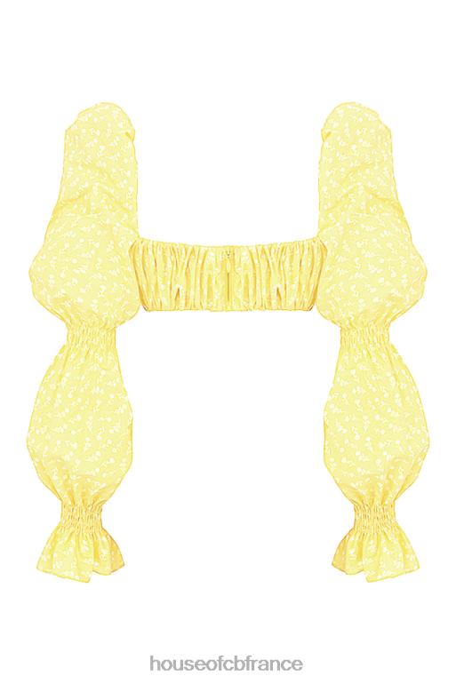 House of CB Haut brassière froncé à fleurs citron Henrietta N888H746 vêtements