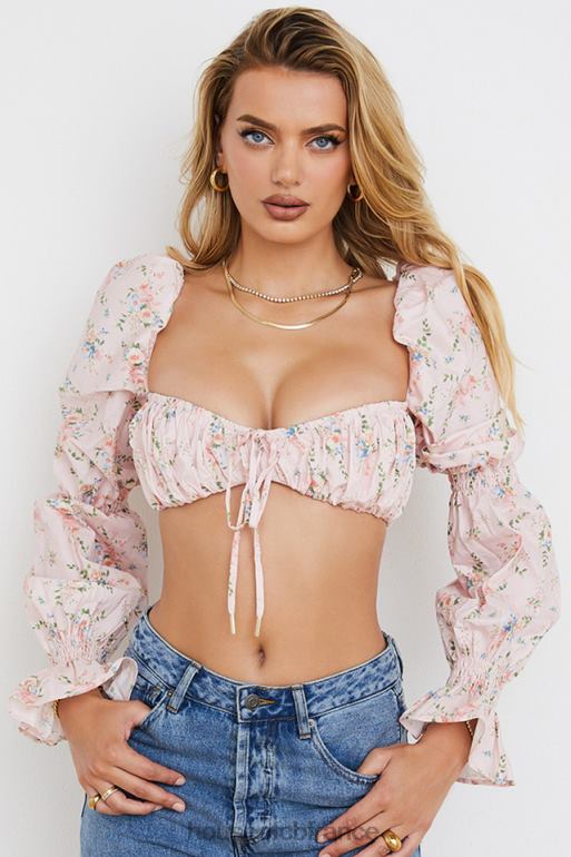 House of CB Haut brassière froncé à fleurs rose Henrietta N888H745 vêtements