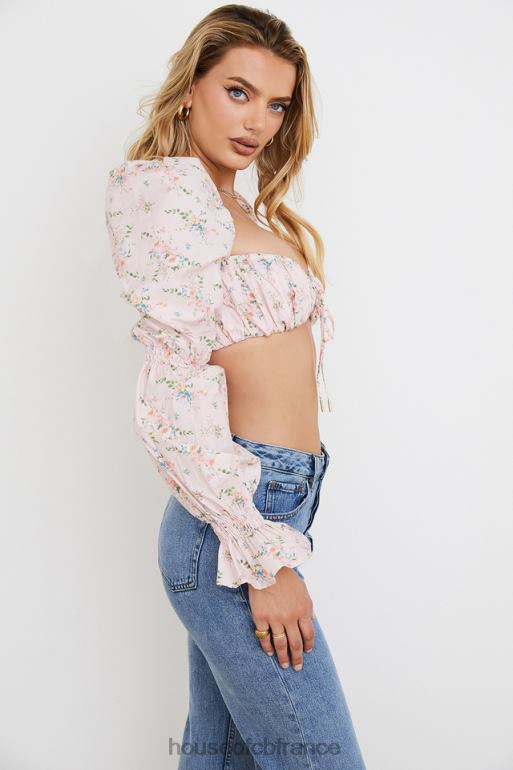 House of CB Haut brassière froncé à fleurs rose Henrietta N888H745 vêtements